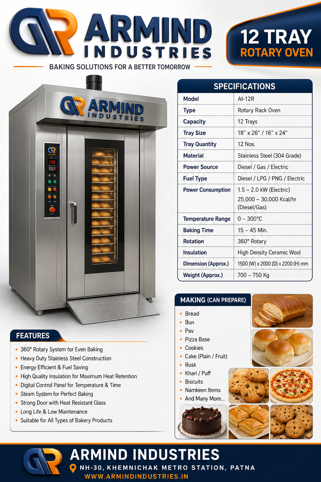 12 Tray Rotary Oven - Rotary Ovens & Bakery Machines manufacturer Bihar