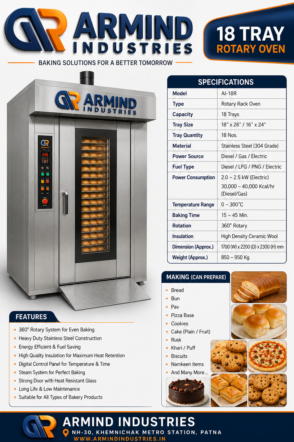 18 Tray Rotary Oven - Rotary Ovens & Bakery Machines manufacturer Bihar