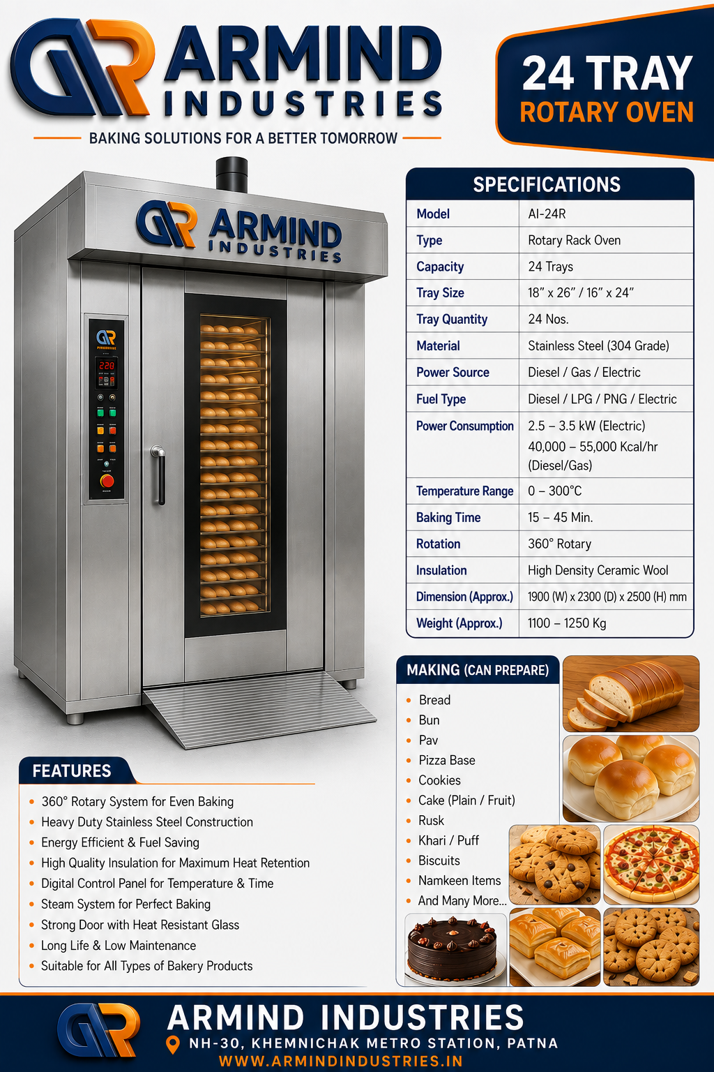 24 Tray Rotary Oven - Rotary Ovens & Bakery Machines manufacturer Bihar
