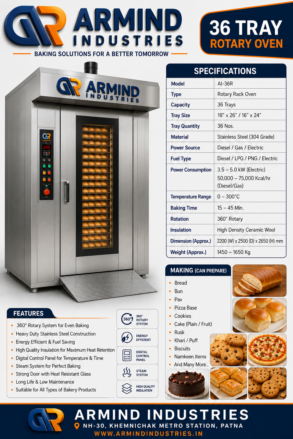 36 Tray Rotary Oven - Rotary Ovens & Bakery Machines manufacturer Bihar
