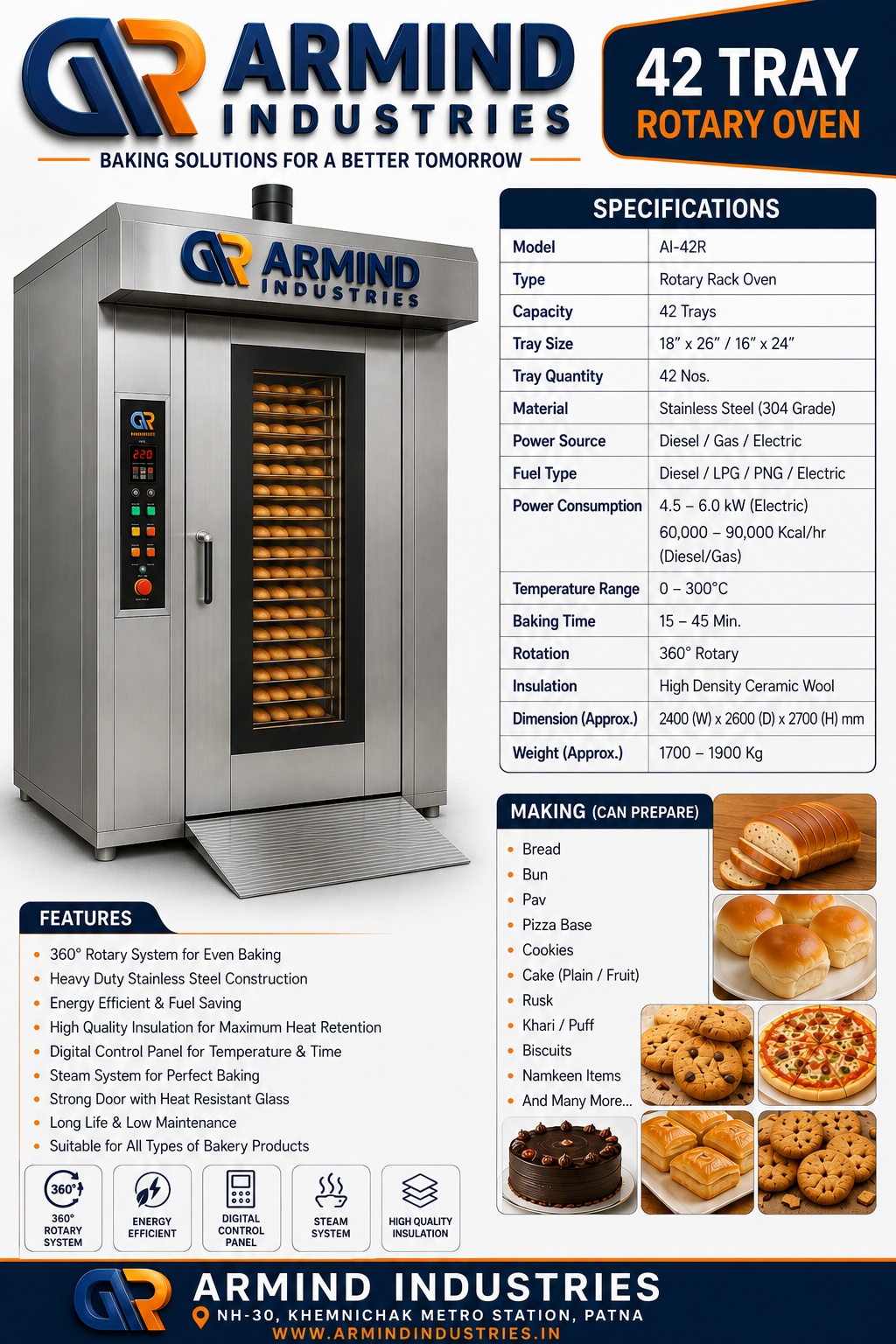 42 Tray Rotary Oven - Rotary Ovens & Bakery Machines manufacturer Bihar
