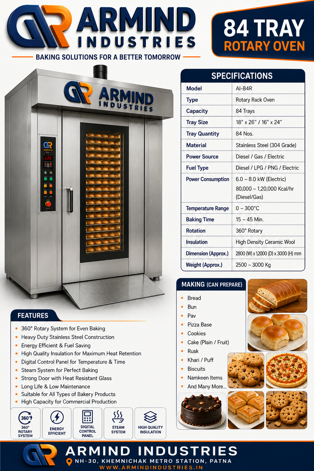 84 Tray Rotary Oven - Rotary Ovens & Bakery Machines manufacturer Bihar