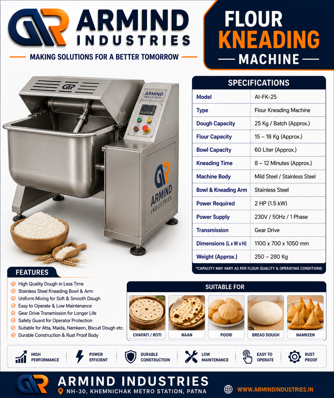 Flour Kneading Machine - Food Processing Machines manufacturer Bihar