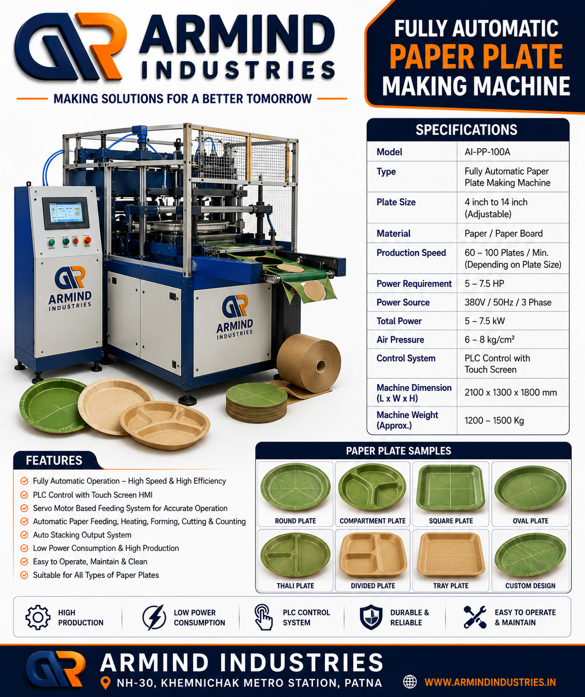 Fully Automatic Paper Plate Making Machine - Paper Plate & Disposable Making Machines manufacturer Bihar