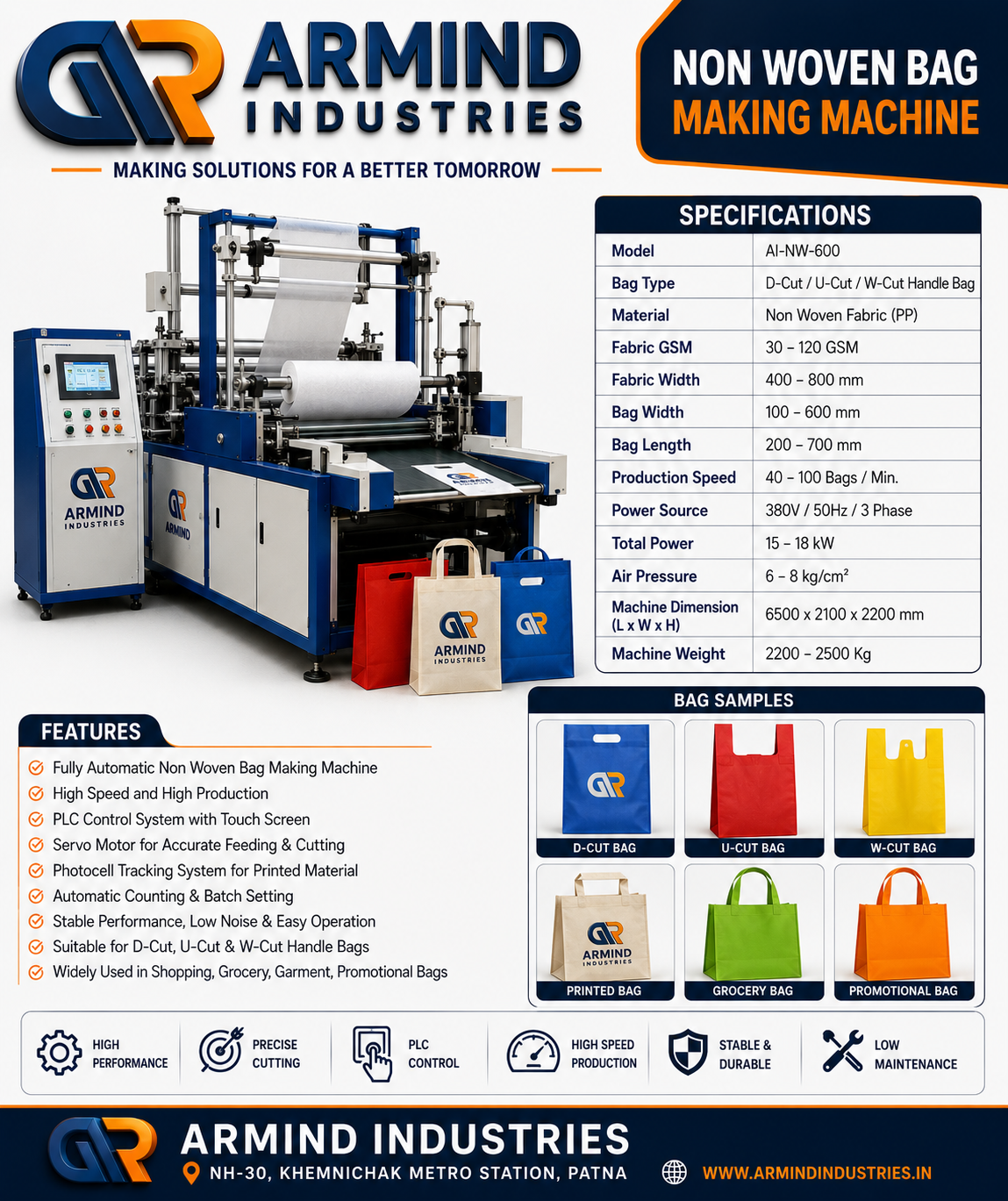 Non Woven Bag Making Machine - Rotary Ovens & Bakery Machines manufacturer Bihar