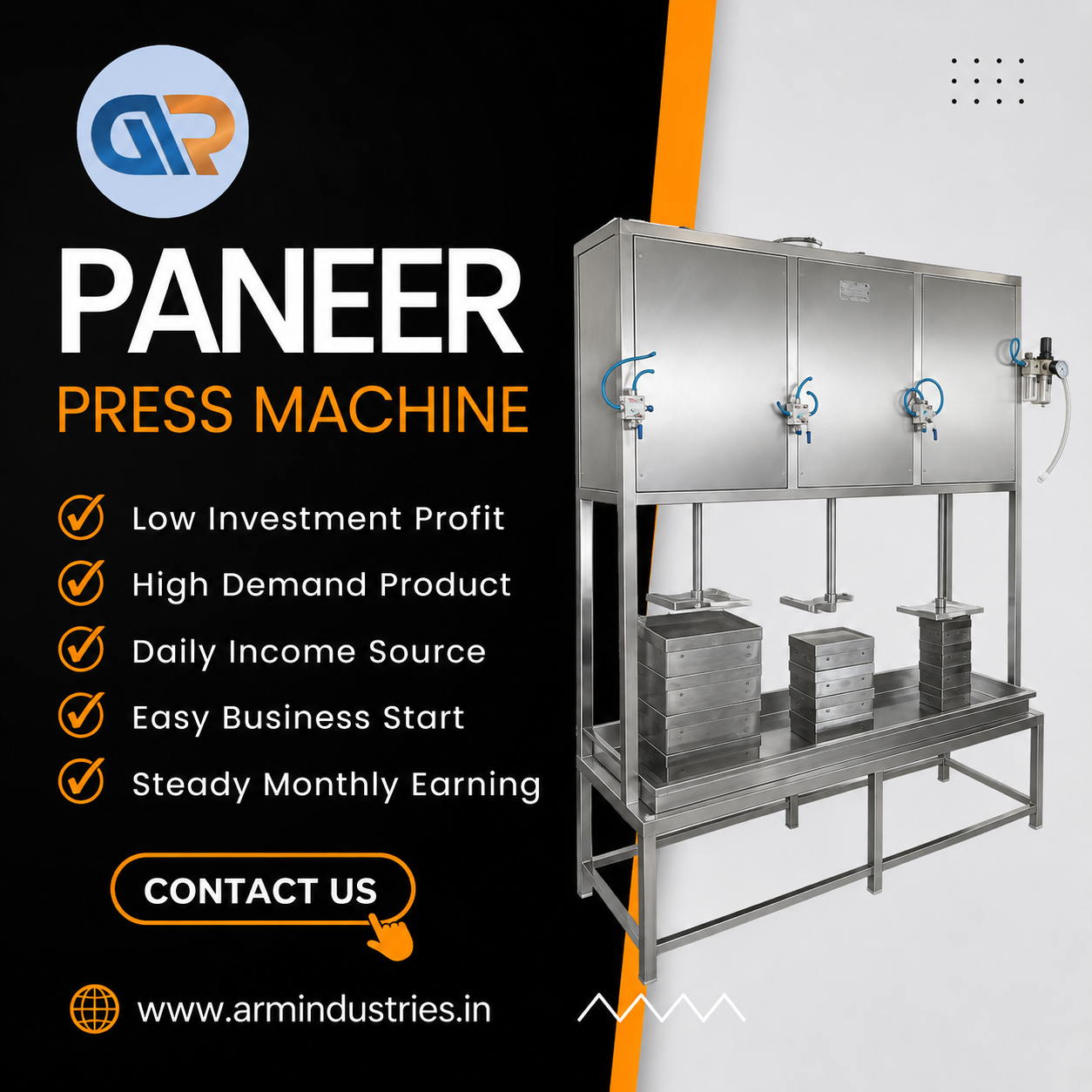 Paneer Press Machine - Dairy & Confectionery Machines manufacturer Bihar